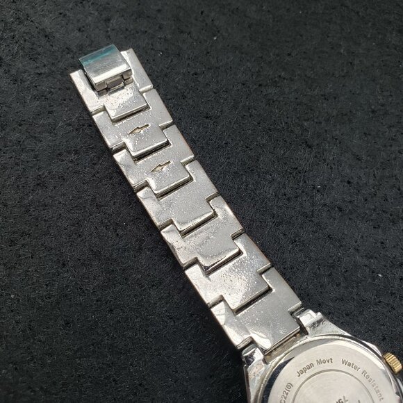 Armitron Womens Silver-Tone Watch Gold Crystal Accents Mother Pearl Dial Working - Picture 10 of 13